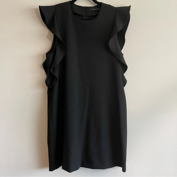 Zara Dresses & Skirts - Zara black ruffle sleeve cocktail dress size large